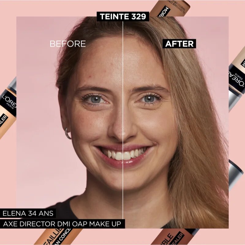 L’Oréal Paris Infaillible 24h More Than Concealer покриващ коректор с матиращ ефект цвят 329 Cashew / Warm Dore 11 мл.