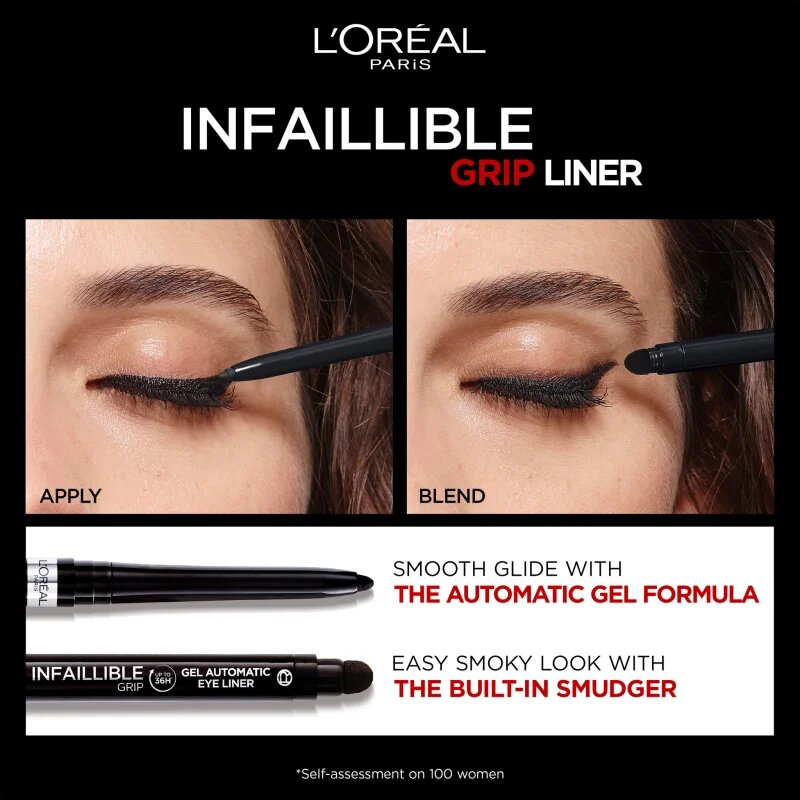 L’Oréal Paris Infaillible Grip 36h Gel Automatic Liner молив-гел за очи с апликатор цвят 260 Matte Black 0.4 гр.