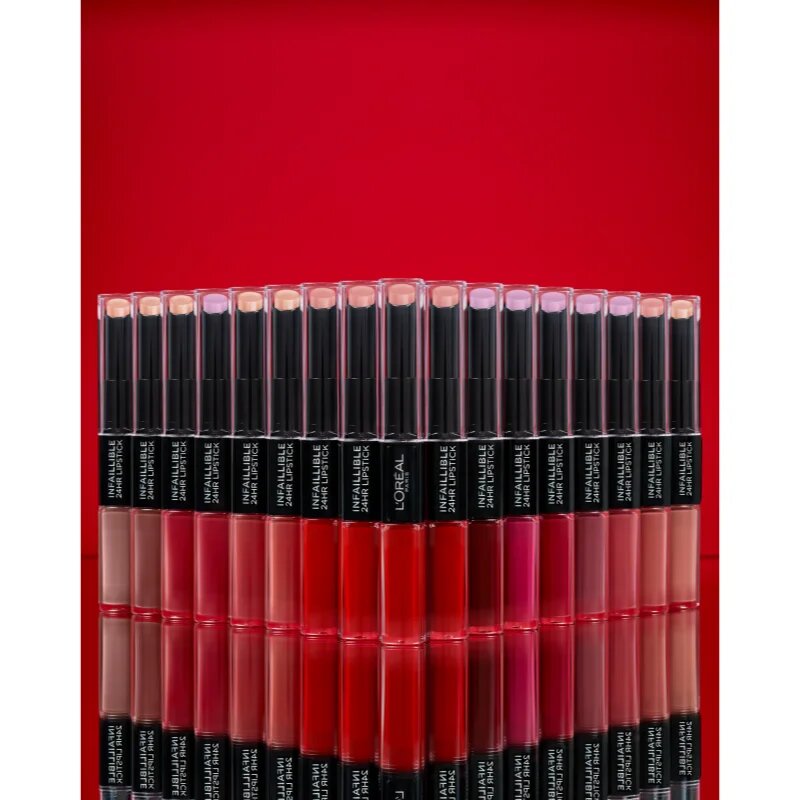 L’Oréal Paris Infallible 24H дълготрайно червило и гланц за устни 2 в 1 цвят 501 Timeless Red 57 гр.