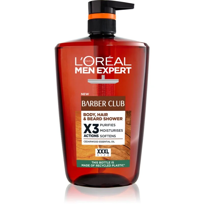 L’Oréal Paris Men Expert Barber Club душ-гел за мъже за коса брада и тяло 1000 мл.