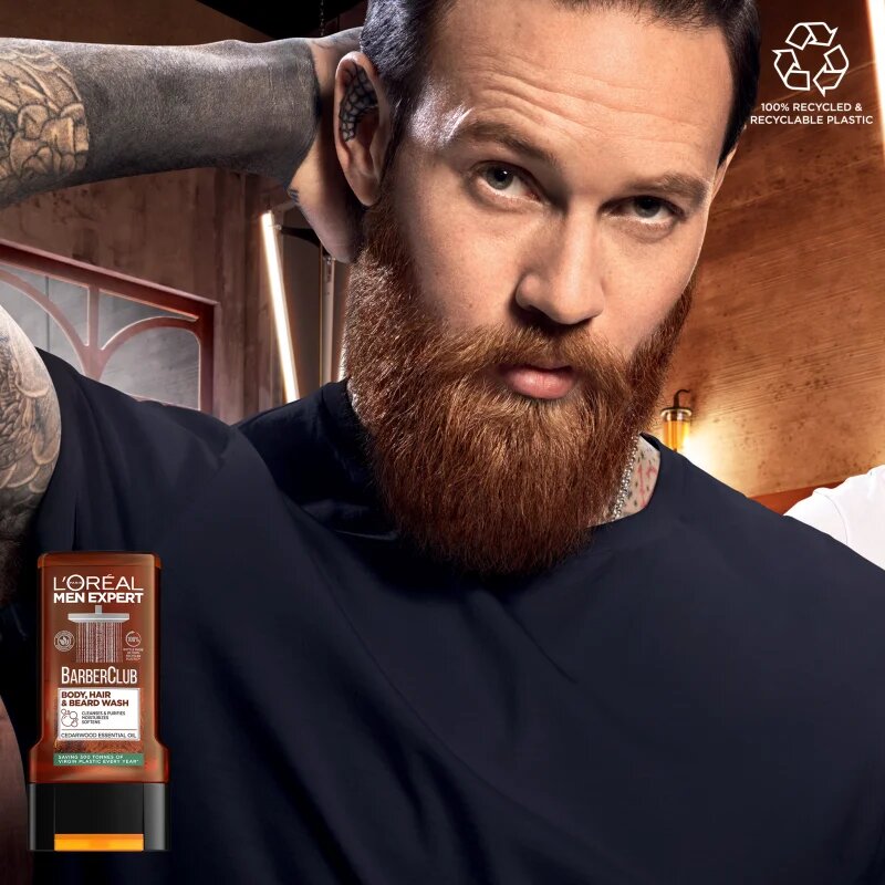 L’Oréal Paris Men Expert Barber Club душ-гел за мъже за коса брада и тяло 300 мл.