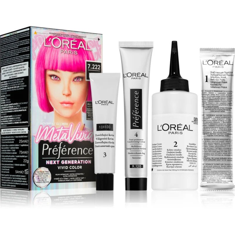 L’Oréal Paris Préférence Meta Vivids полуперманентна боя за коса цвят 7.222 Meta Pink 1 бр.