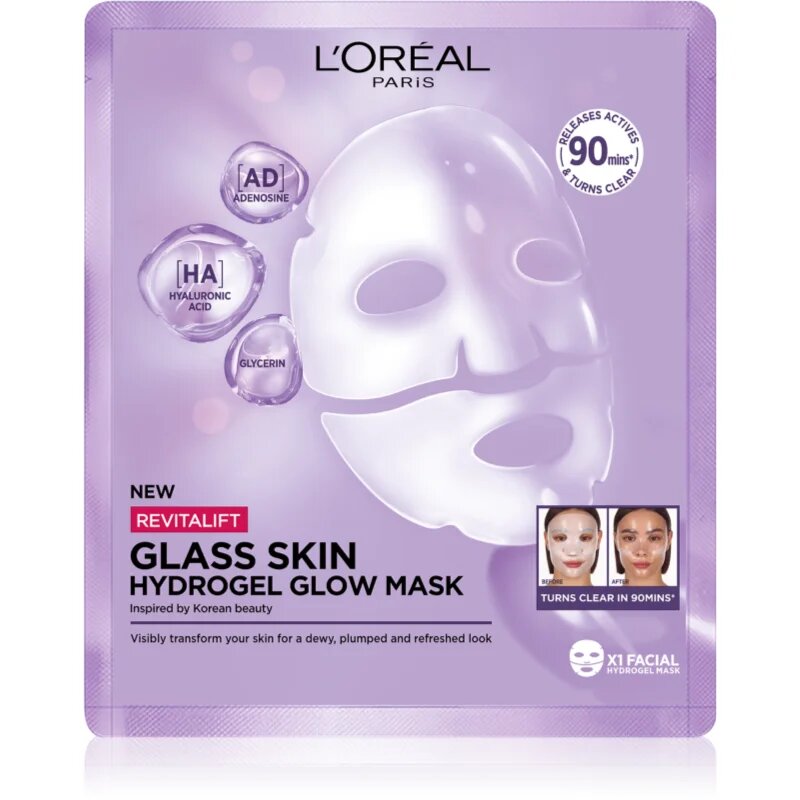 L’Oréal Paris Revitalift Filler Glass Skin хидрогелна маска с озаряващ ефект 25 гр.