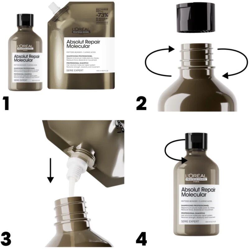 L’Oréal Professionnel Serie Expert Absolut Repair Molecular подсилващ шампоан за увредена коса 500 мл.