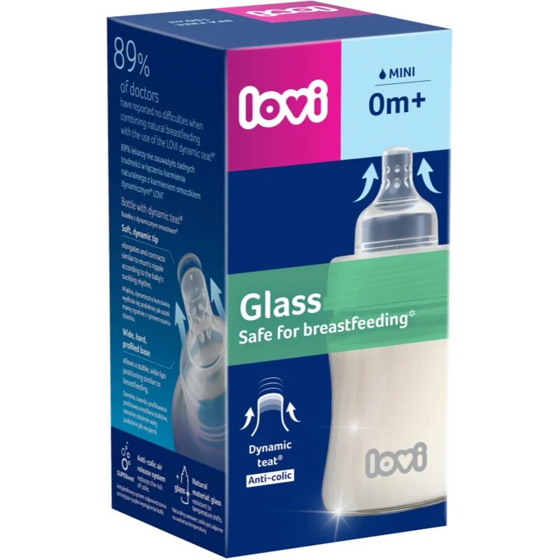 LOVI Glass стъклено бебешко шише 0m+ 150 мл.