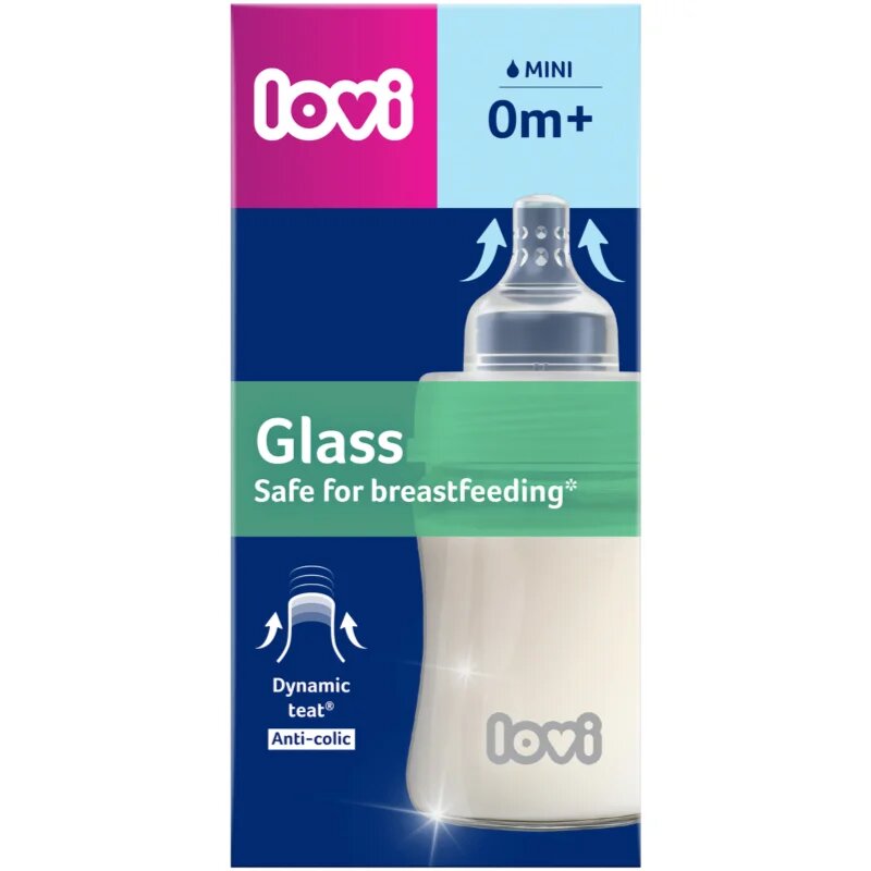 LOVI Glass стъклено бебешко шише 0m+ 150 мл.
