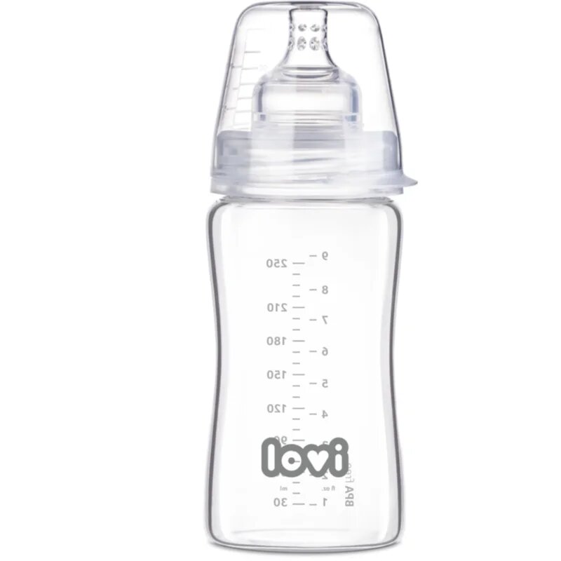 LOVI Glass стъклено бебешко шише 3m+ 250 мл.
