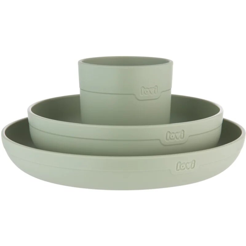 LOVI Tableware Set with Cup комплект за хранене Pistachio 3 бр.