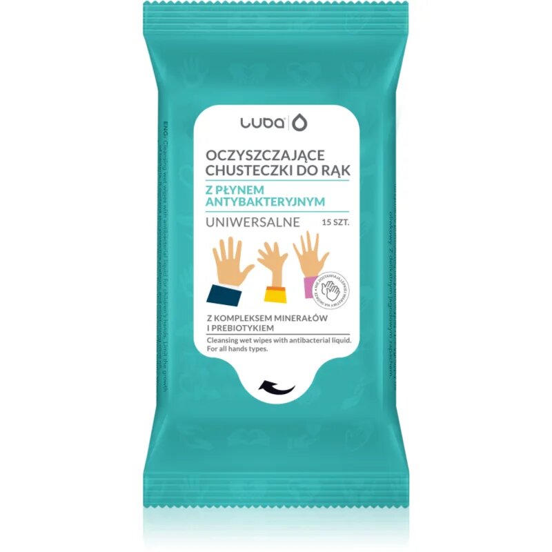 Luba Antibacterial Wet Wipes мокри почистващи кърпички за ръце 15 бр.