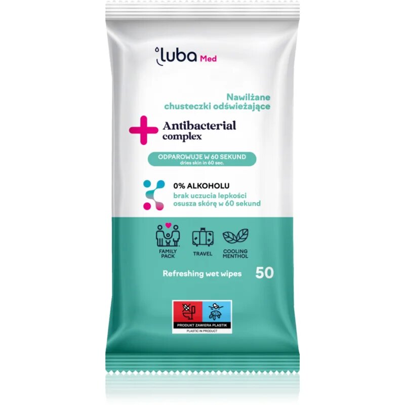 Luba Med Antibacterial Complex мокри кърпички без алкохол 50 бр.