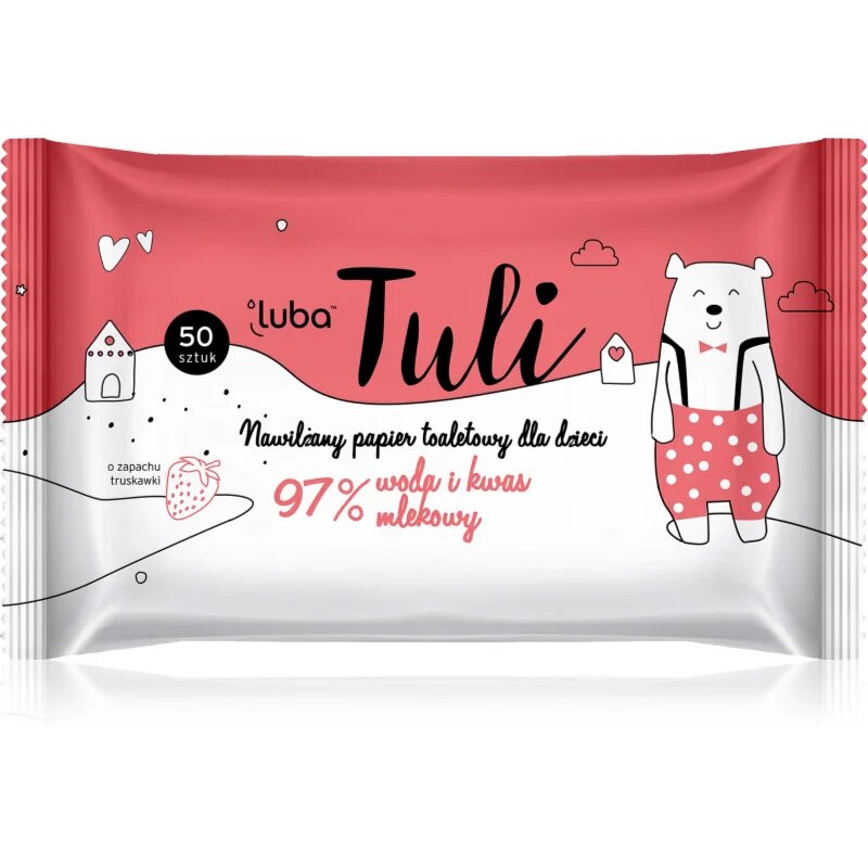 Luba Tuli Lactic acid влажна тоалетна хартия с млечна киселина за деца Strawberry 50 бр.