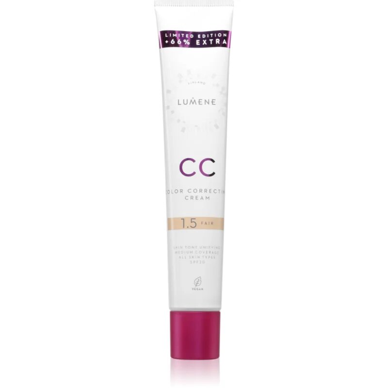 Lumene CC Color Correcting Cream CC крем за уеднаквяване тена на лицето SPF 20 цвят 1.5 Fair (Warm) 50 мл.