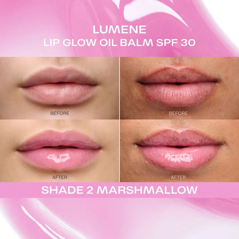 Lumene Lip Glow Oil Balm тониращо олио за устни SPF 30 цвят 2 Marshmallow 10 мл.