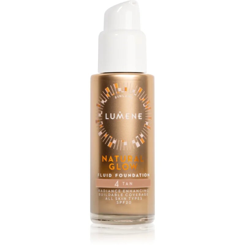 Lumene Natural Glow озаряващ фон дьо тен за естествен вид SPF 20 цвят 4 Tan (Neutral) 30 мл.