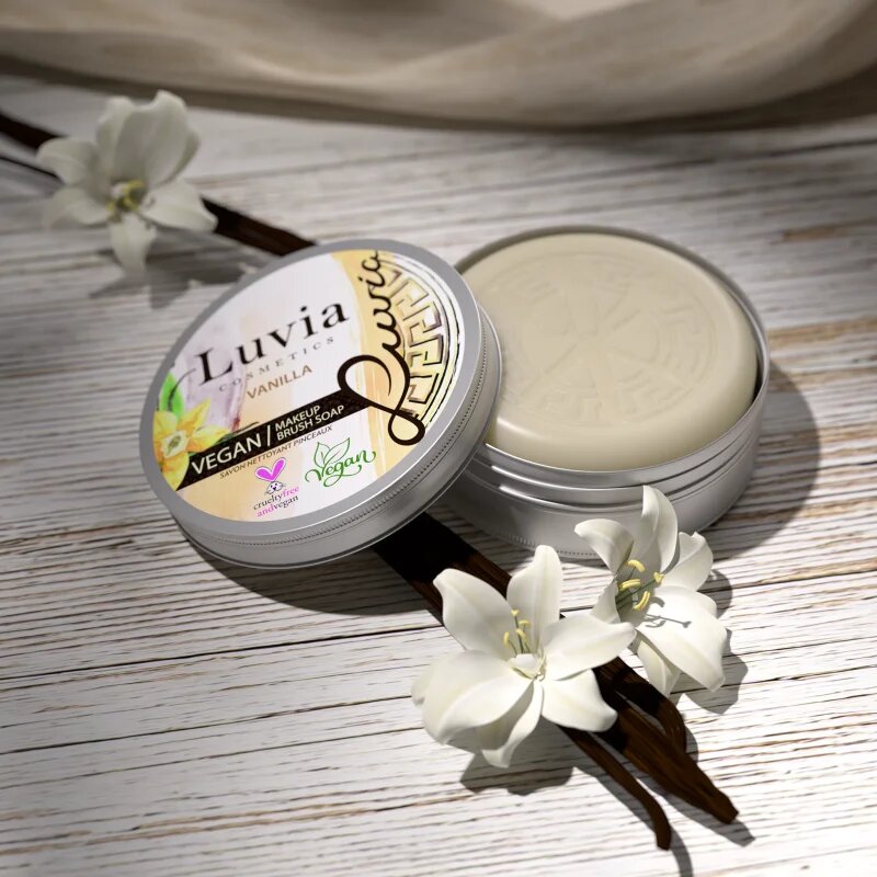 Luvia Cosmetics Brush Soap почистващ сапун за козметични четки с аромат Vanilla 100 гр.
