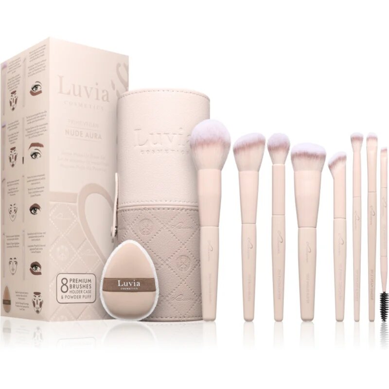 Luvia Cosmetics Nude Aura комплкет четки с калъф 11 бр.