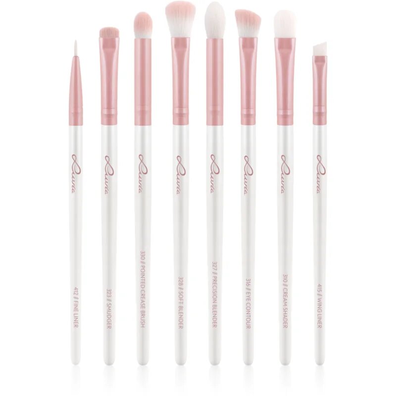 Luvia Cosmetics Prime Vegan All Eye Want комплект четки за очи Candy (Pearl White / Rose) 8 бр.