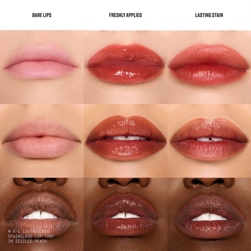 MAC Cosmetics Lustreglass Stainglass Lip Tint боя за устни цвят Sizzled Peach 3 мл.