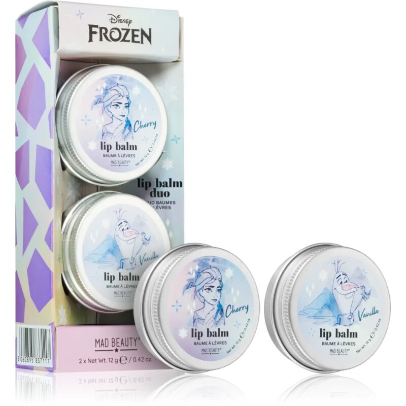 Mad Beauty Frozen подхранващ и хидратиращ балсам за устни дуо с аромат Cherry and Vanilla 2x12 гр.