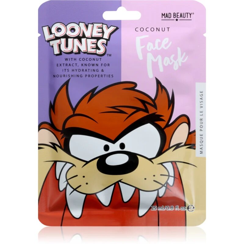 Mad Beauty Looney Tunes Taz хидратираща платнена маска с антиоксидантен ефект 25 мл.
