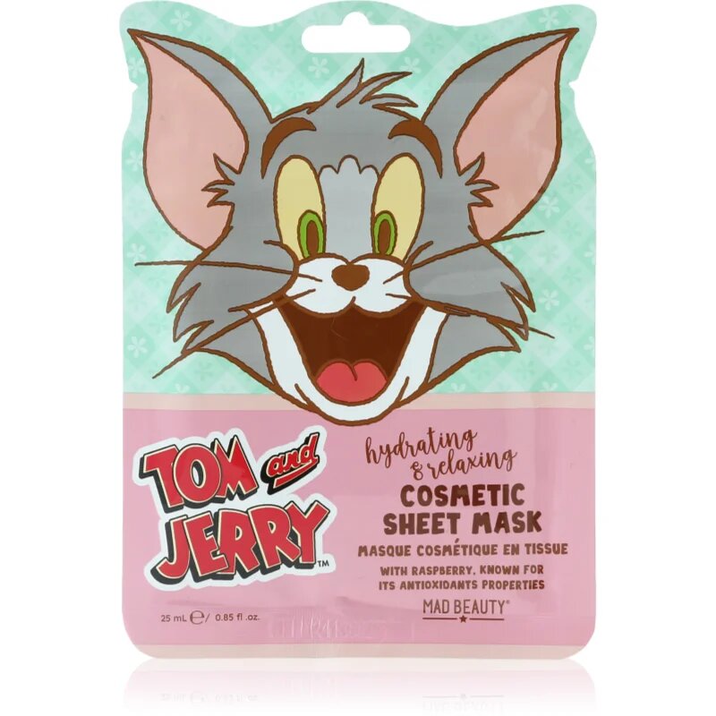 Mad Beauty Tom & Jerry Sheet Mask - Tom хидратираща платнена маска с хиалуронова киселина 1 бр.