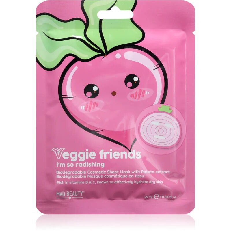 Mad Beauty Veggie Friends Radish платнена маска с хидратиращ ефект 25 мл.