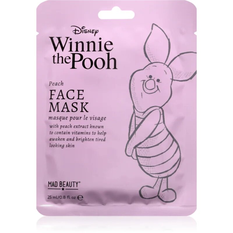 Mad Beauty Winnie The Pooh Piglet платнена маска с озаряващ ефект 25 мл.
