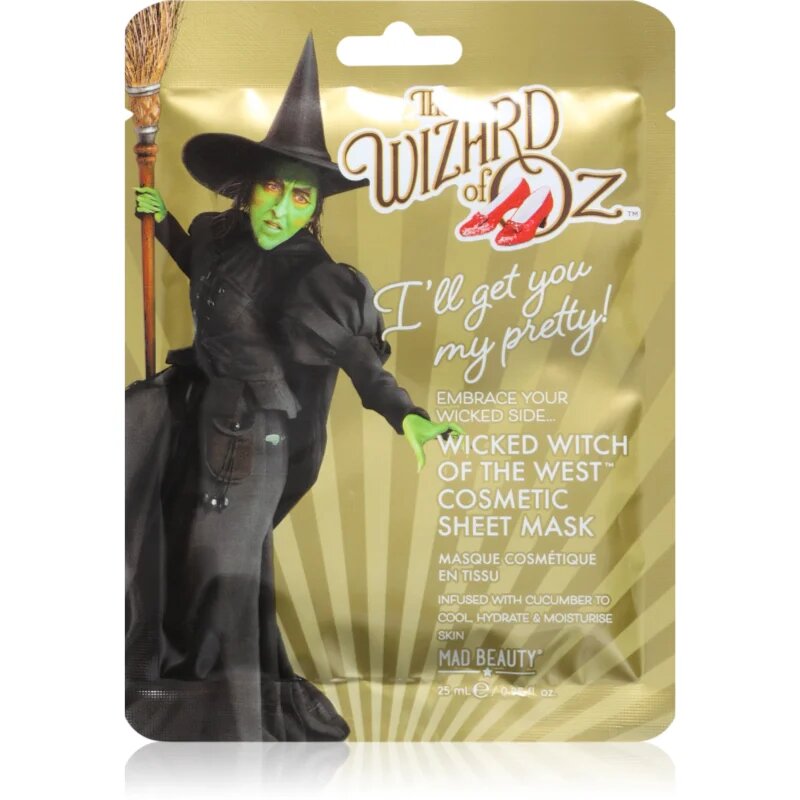 Mad Beauty Wizard of Oz Wicked Witch платнена маска с успокояващ ефект 25 мл.
