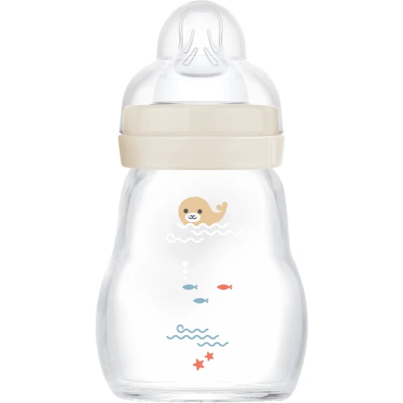 MAM Feel Good Glass Baby Bottle стъклено шише против колики 0m+ Beige 1 бр.