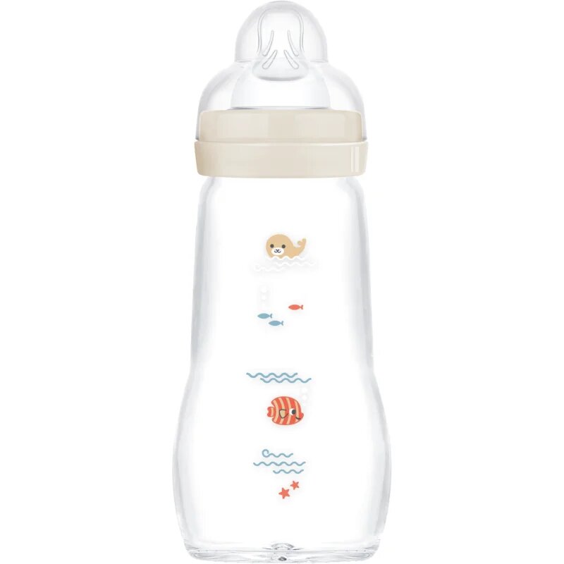 MAM Feel Good Glass Baby Bottle стъклено шише против колики 2m+ Beige 1 бр.