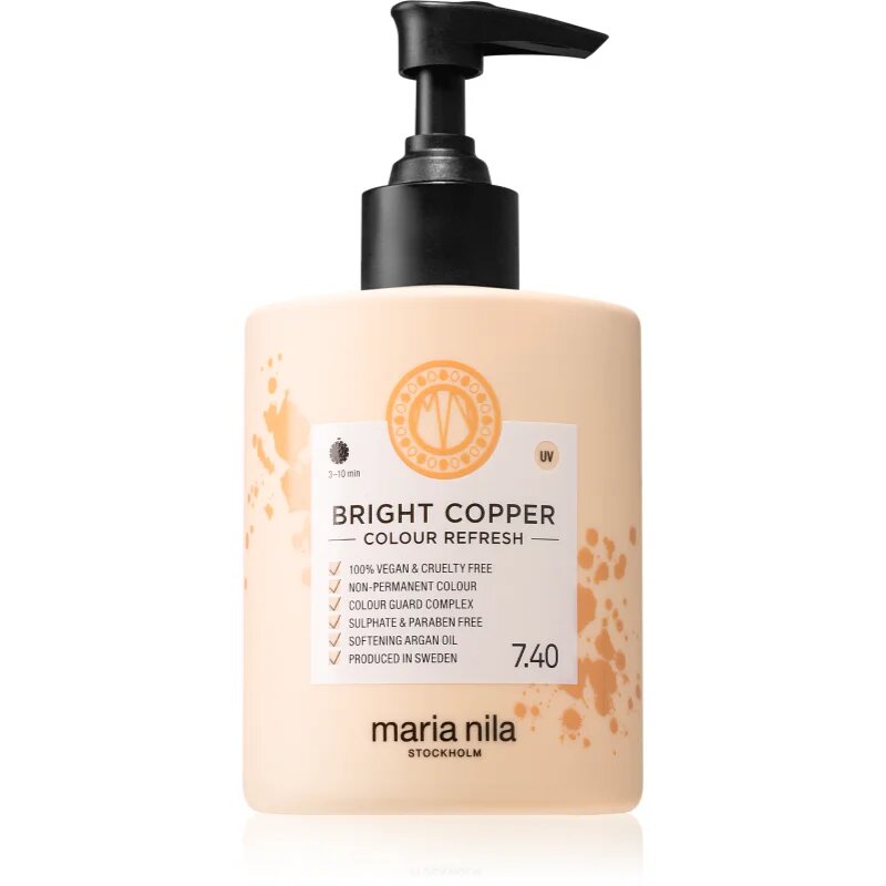 Maria Nila Colour Refresh Bright Copper нежна подхранваща маска без перманентни цветови пигменти издържа 4 – 10 измивания 7.40 300 мл.