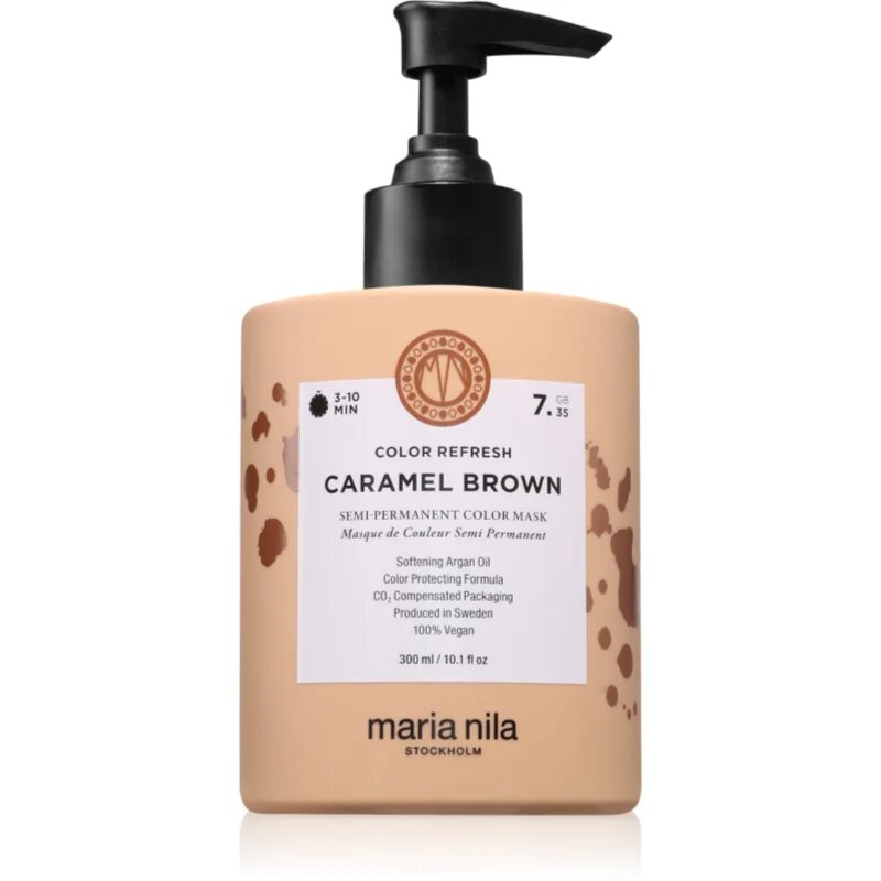Maria Nila Colour Refresh нежна подхранваща маска без перманентни цветови пигменти цвят Caramel Brown 7.35 300 мл.