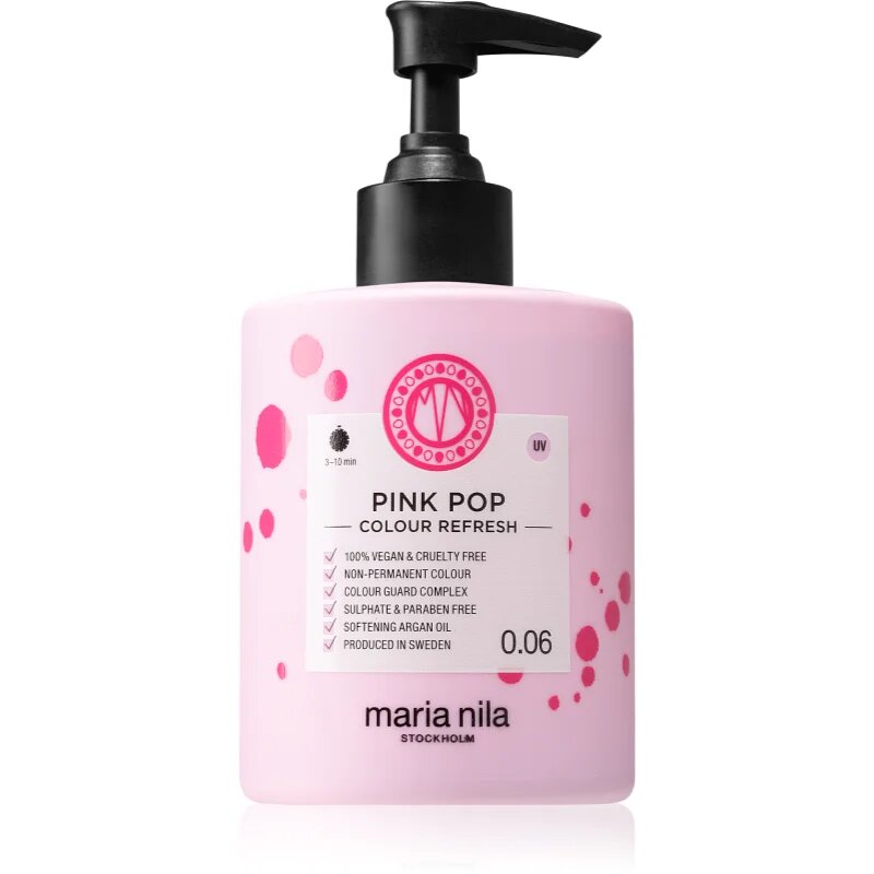 Maria Nila Colour Refresh Pink Pop нежна подхранваща маска без перманентни цветови пигменти издържа 4 – 10 измивания 0.06 300 мл.