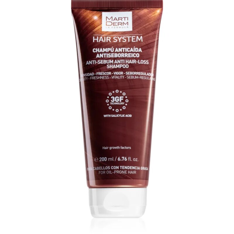 MartiDerm Hair System Anti-Sebum Anti-Hair Loss Shampoo шампоан против косопад за мазна кожа на скалпа 200 мл.