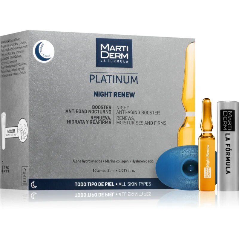 MartiDerm Platinum Night Renew нощен серум против бръчки в ампули 10x2 мл.