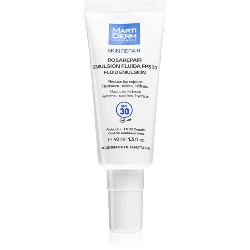 MartiDerm Skin Repair Rosarepair Fluid Emulsion SPF 30 хидратиращ флуид против зачервяване на кожата SPF 30 40 мл.