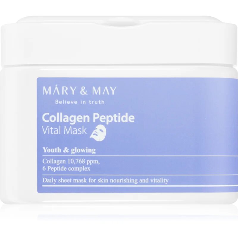 Mary&May Collagen Peptide Vital Mask комплект платнени маски с анти-бръчков ефект 30 бр.