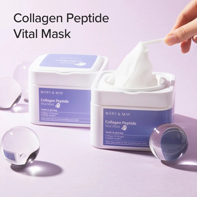 Mary&May Collagen Peptide Vital Mask комплект платнени маски с анти-бръчков ефект 30 бр.