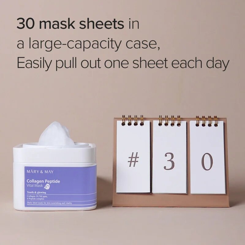 Mary&May Collagen Peptide Vital Mask комплект платнени маски с анти-бръчков ефект 30 бр.