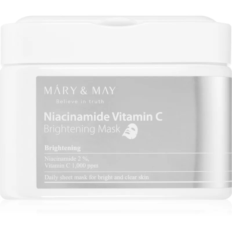 Mary&May Niacinamide Vitamin C Brightening Mask комплект платнени маски за озаряване на лицето 30 бр.