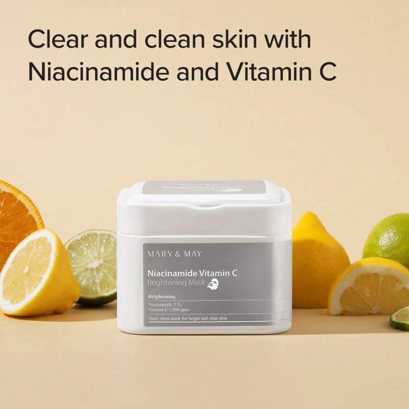 Mary&May Niacinamide Vitamin C Brightening Mask комплект платнени маски за озаряване на лицето 30 бр.