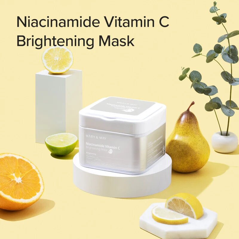 Mary&May Niacinamide Vitamin C Brightening Mask комплект платнени маски за озаряване на лицето 30 бр.