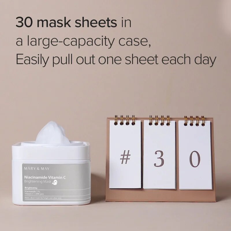 Mary&May Niacinamide Vitamin C Brightening Mask комплект платнени маски за озаряване на лицето 30 бр.