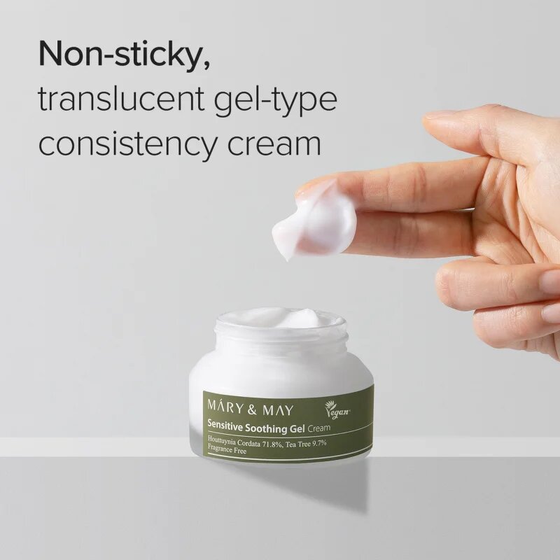 Mary&May Sensitive Soothing Gel Cream лек хидратиращ крем-гел за успокояване и подсилване на чувствителната кожа 70 гр.