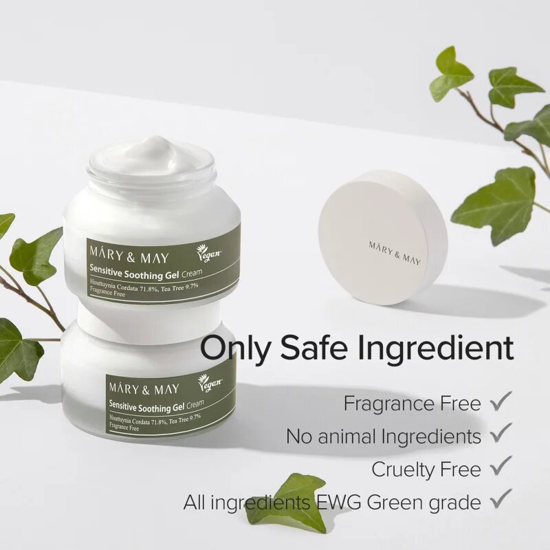 Mary&May Sensitive Soothing Gel Cream лек хидратиращ крем-гел за успокояване и подсилване на чувствителната кожа 70 гр.