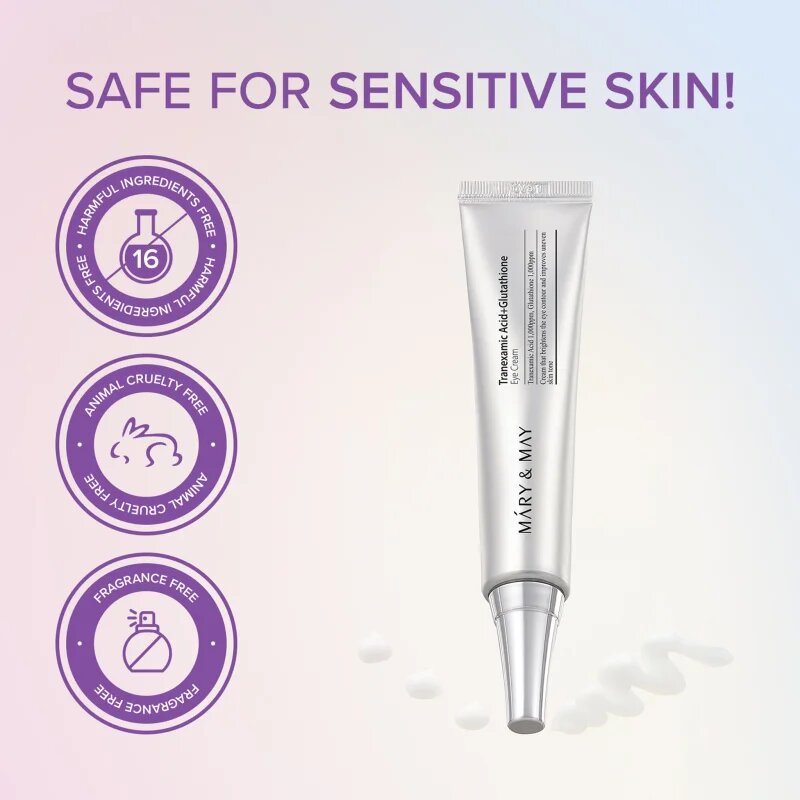 Mary&May Tranexamic Acid + Glutathione Eye Cream притивобръчков крем за околоочната зона намаляващ отоците и черните кръгове 30 гр.