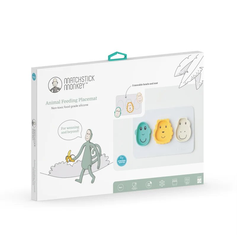 Matchstick Monkey Animal Snack Mat комплект за хранене за деца Monkey Lion & Giraffe 3 бр.