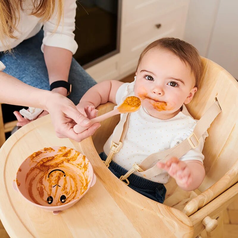 Matchstick Monkey Monkey Plate & Bowl комплект за хранене за деца Dusty Pink 1 бр.