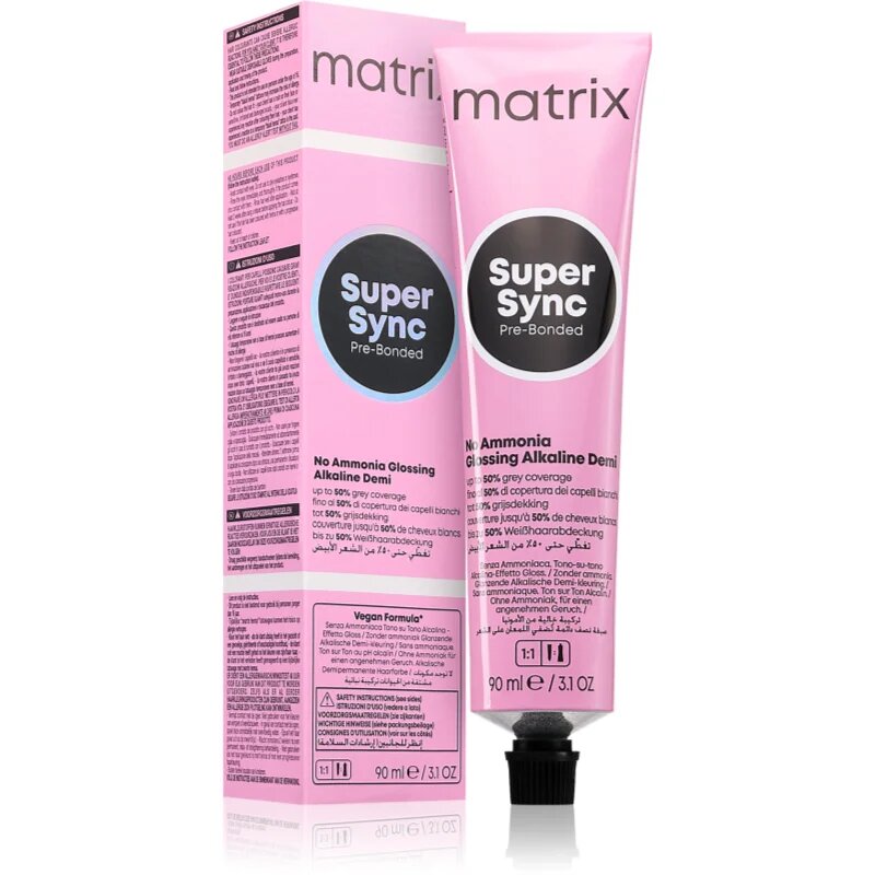 Matrix Super Sync Pre-Bonded полуперманентна тонираща боя за коса цвят 9NA Neutral Ash Very Light Blonde 90 мл.