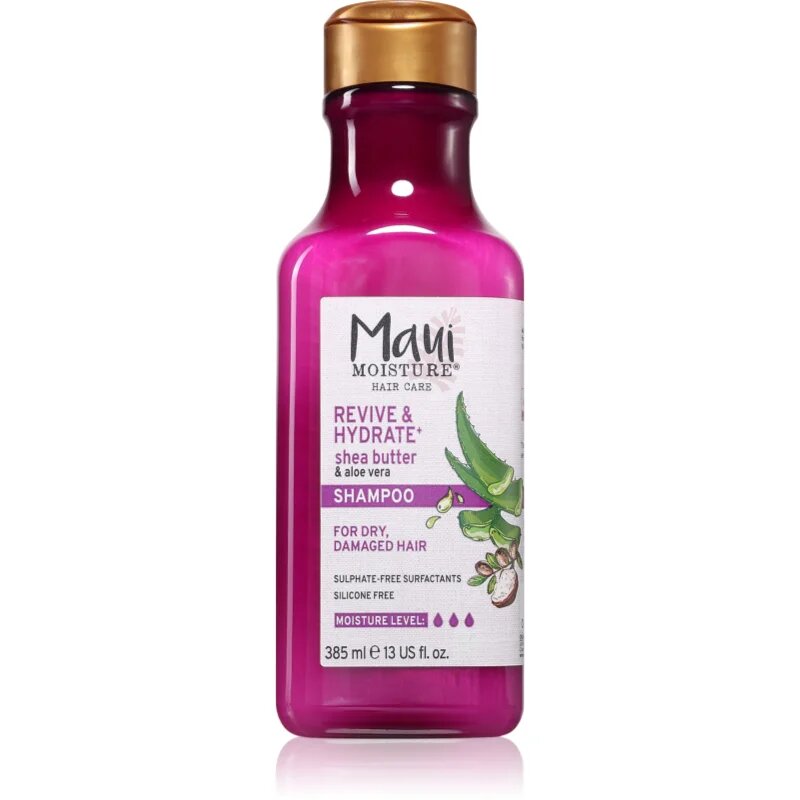 Maui Moisture Revive & Hydrate + Shea Butter & Aloe Vera хидратиращ и ревитализиращ шампоан за суха и увредена коса 385 мл.